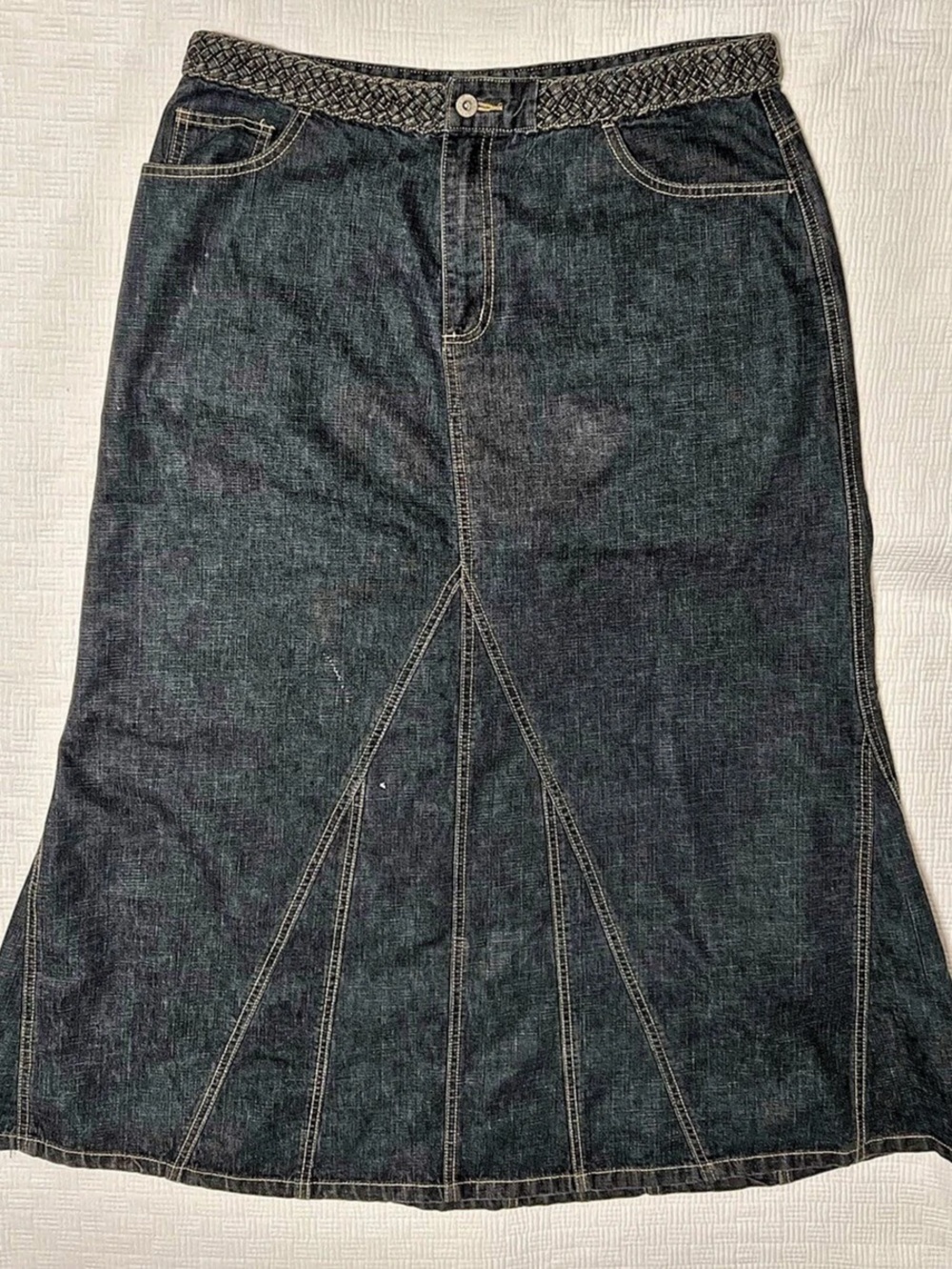 Ashley Stewart Denim A-Line Skirt in Black 17" Waist